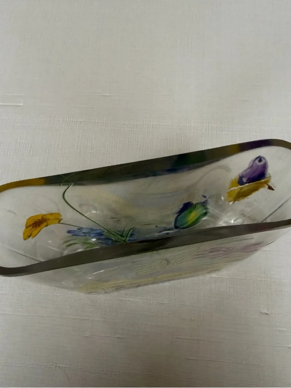 Fringe Studio Handpainted Glass Bird & Floral Nest Oval Decorative Vase